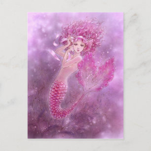 Pink Ribbon Mermaid Postcard