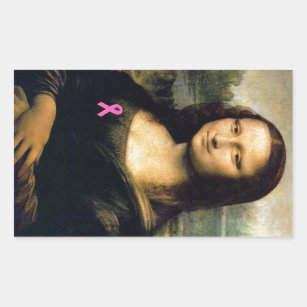 Pink Ribbon Mona Lisa Rectangular Sticker