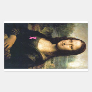 Pink Ribbon Mona Lisa Rectangular Sticker