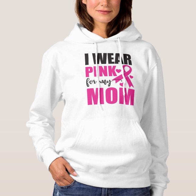 Pink Ribbon Mum Fighter Warrior Breast Cancer Hoodie (Front)