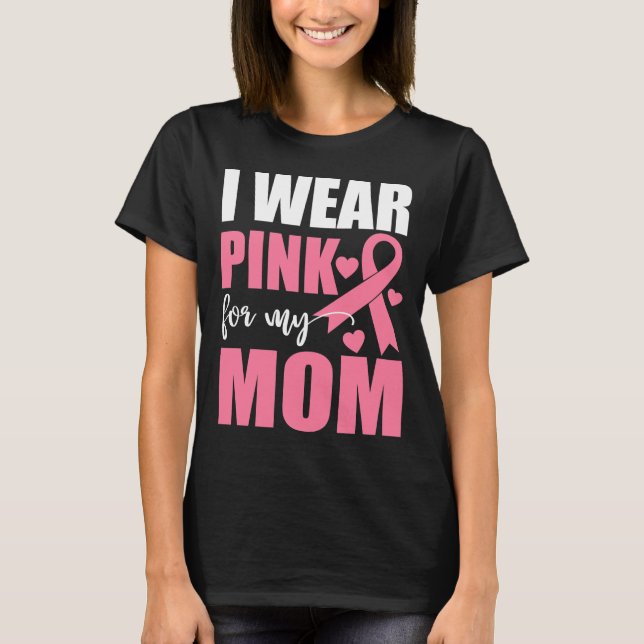 Pink Ribbon Mum Fighter Warrior Breast Cancer T-Shirt (Front)