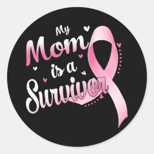 Pink Ribbon My Mum Is A Survivor Breast Cancer Awa Classic Round Sticker