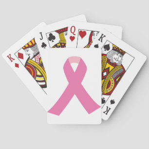 Pink ribbon of breast cancer awareness playing cards