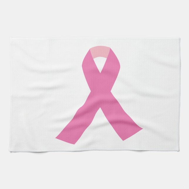 Pink ribbon of breast cancer awareness tea towel (Horizontal)