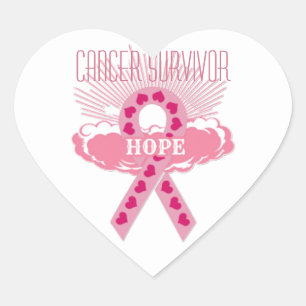 Pink Ribbon Of Hope Heart Cancer Survivor Stickers