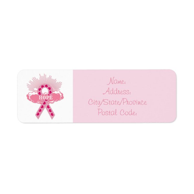 Pink Ribbon Of Hope Return Address Labels (Front)
