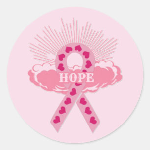 Pink Ribbon Of Hope Round Stickers