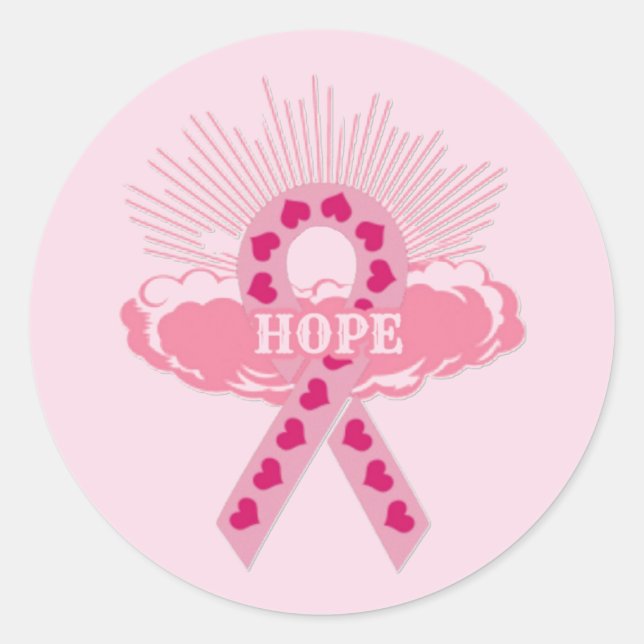 Pink Ribbon Of Hope Round Stickers (Front)