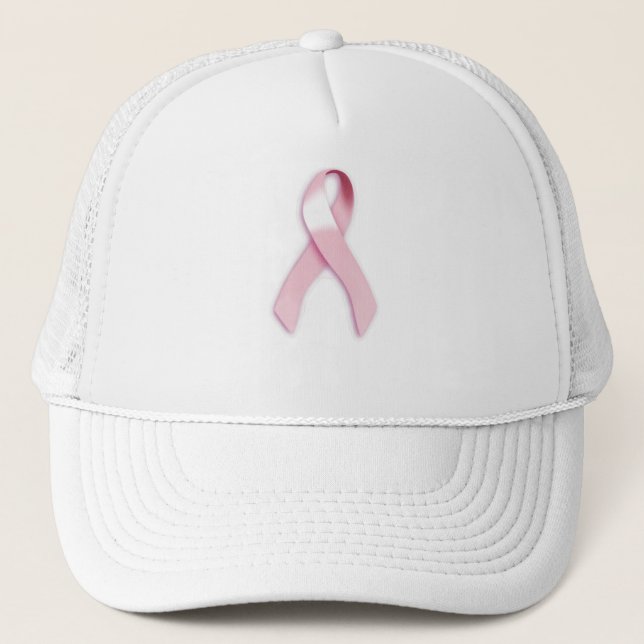 "Pink Ribbon of Support" - Breast Cancer Awareness Trucker Hat (Front)
