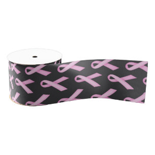 Pink Ribbon on Black - Breast Cancer Awareness Grosgrain Ribbon