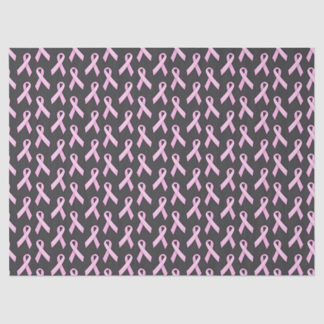 Pink Ribbon on Black - Breast Cancer Awareness Tissue Paper (Front)