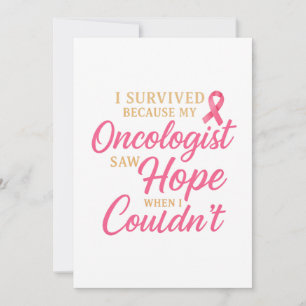Pink Ribbon Oncologist Thank You Card – Survivor A