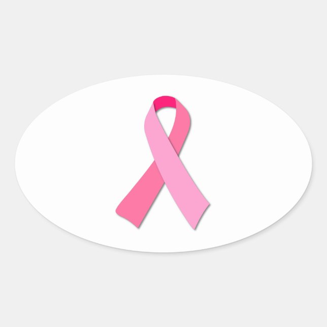 Pink Ribbon Oval Sticker (Front)