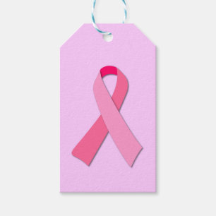 Pink Ribbon Oval Sticker Favour Tags