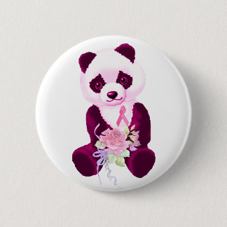 Pink Ribbon Panda Bear 6 Cm Round Badge