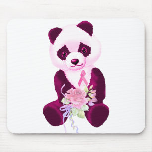 Pink Ribbon Panda Bear Mouse Mat