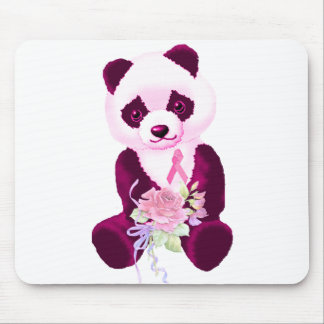 Pink Ribbon Panda Bear Mouse Mat