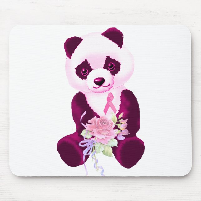 Pink Ribbon Panda Bear Mouse Mat (Front)
