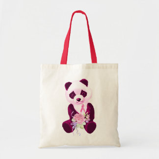 Pink Ribbon Panda Bear Tote Bag