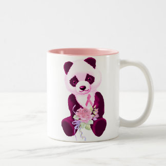 Pink Ribbon Panda Bear Two-Tone Coffee Mug