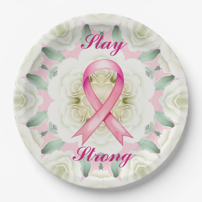 Pink Ribbon Paper Plate (Front)