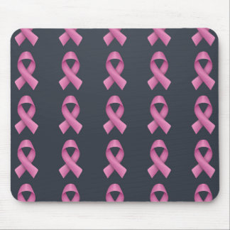 Pink Ribbon Pattern Black Background Mouse Mat