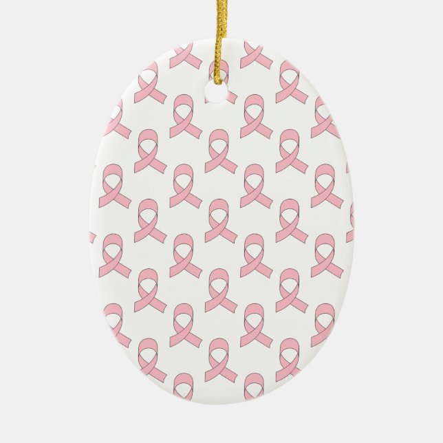 Pink Ribbon Pattern Ceramic Tree Decoration (Front)