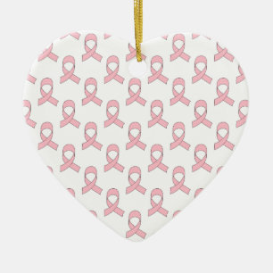 Pink Ribbon Pattern Ceramic Tree Decoration