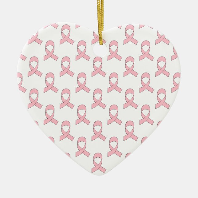 Pink Ribbon Pattern Ceramic Tree Decoration (Front)