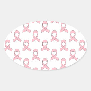 Pink Ribbon Pattern Oval Sticker