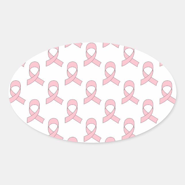 Pink Ribbon Pattern Oval Sticker (Front)