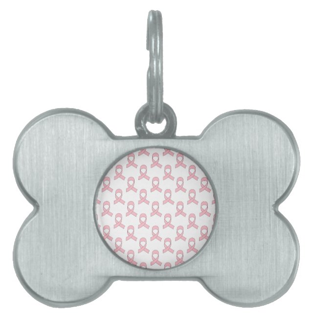 Pink Ribbon Pattern Pet Name Tag (Front)