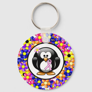 Pink Ribbon Penguin Key Ring