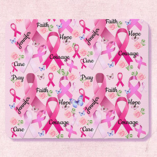 Pink Ribbon Personalise Words & Name Breast Cancer Mouse Mat