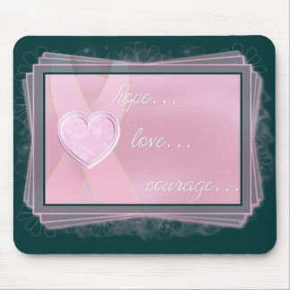 Pink Ribbon/Pink Heart Hope/Love/Courage Mousepad