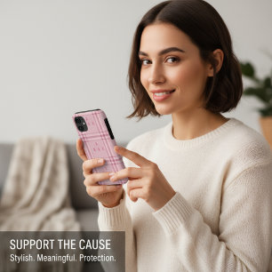 Pink Ribbon Plaid Breast Cancer Awareness Support iPhone 11 Case