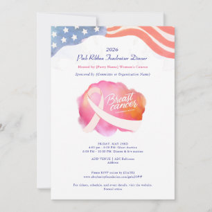 Pink Ribbon Political Cancer Awareness Fundraiser Invitation