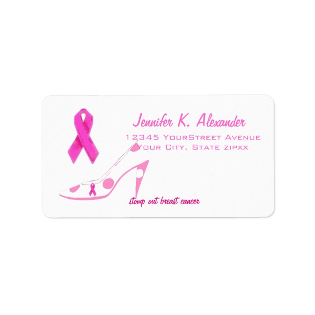 Pink Ribbon polka dot shoe Label (Front)