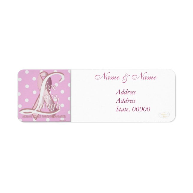 Pink Ribbon Polka Dots Address Label-Customise (Front)