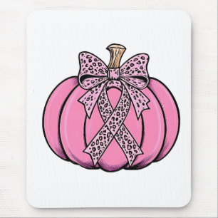 Pink Ribbon Pumpkin Face Halloween Breast Cancer Mouse Mat