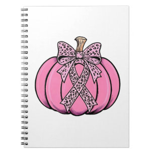 Pink Ribbon Pumpkin Face Halloween Breast Cancer  Notebook