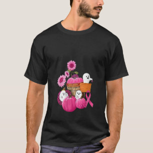 Pink Ribbon Pumpkin Leopard Ghost Boos World Cance T-Shirt