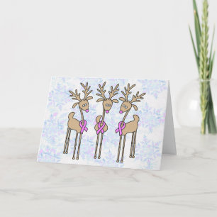 Pink Ribbon Reindeer - Breast Cancer Holiday Card