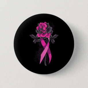 Pink Ribbon Rose Breast Cancer Awareness Survivor 6 Cm Round Badge