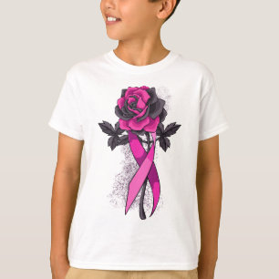 Pink Ribbon Rose Breast Cancer Awareness Survivor  T-Shirt