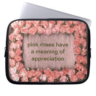 Pink Ribbon Roses Satin Photo Frame Electronics Ba Laptop Sleeve