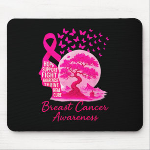 Pink Ribbon Sakura Bonsai Tree Mount Fuji Japanese Mouse Mat