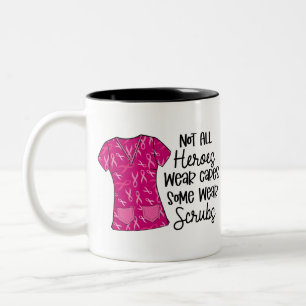 Pink Ribbon Scrubs Nurse Appreciation Gift Two-Tone Coffee Mug