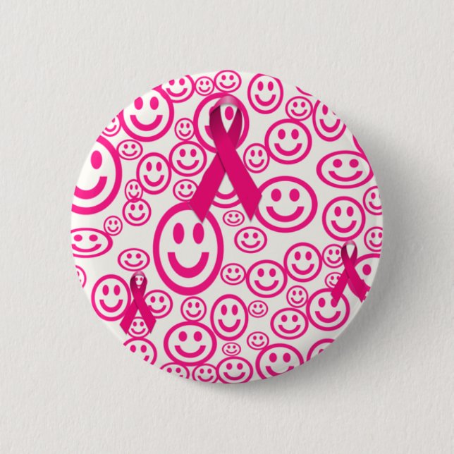 Pink Ribbon Smiles That Help 6 Cm Round Badge (Front)