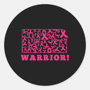Pink Ribbon State Kansas Ks Breast Cancer Fight Su Classic Round Sticker